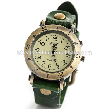 Vintage estilo Unisex Relojes Hombres Reloj de cuero genuino